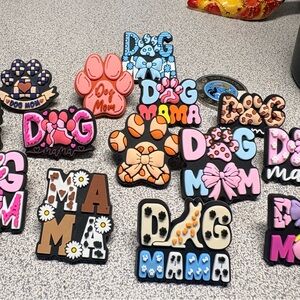2 Random Colorful Dog Mom pins rubber with metal pin and rubber push on